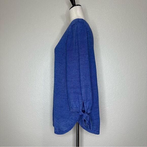 Talbots 100% Linen Split Crewneck Sleeves Tie Sweater - Picture 7 of 13